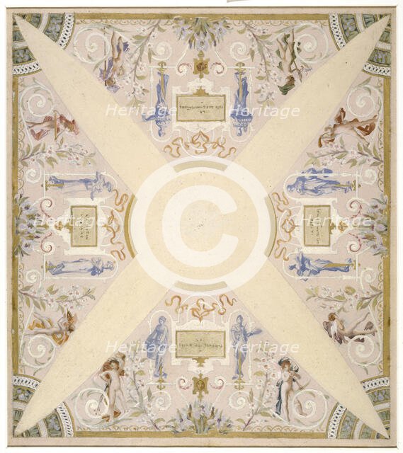 Sketch for the 'festival staircase' at the Hotel de Ville in Paris: March, between 1888 and 1898. Creator: Luc Olivier Merson.