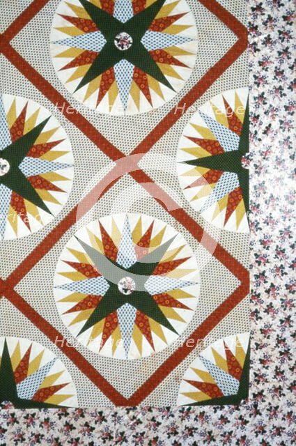 Bedcover (Unfinished Mariner's Compass Quilt), Pennsylvania, 1845/55. Creator: Unknown.