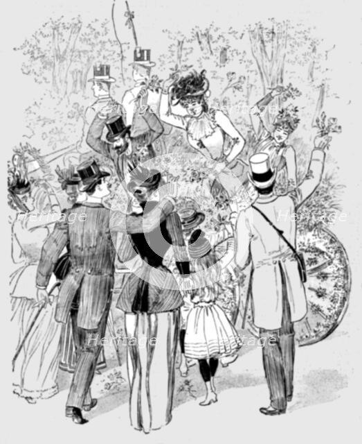 ''The Paris Season - drawn by Mars; The Battle of Flowers in the Avenue Des Acacias', 1891. Creator: Mars.