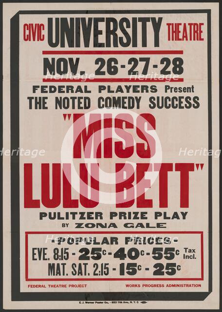 Miss Lulu Bett 2, Syracuse, NY, 1936. Creator: Unknown.