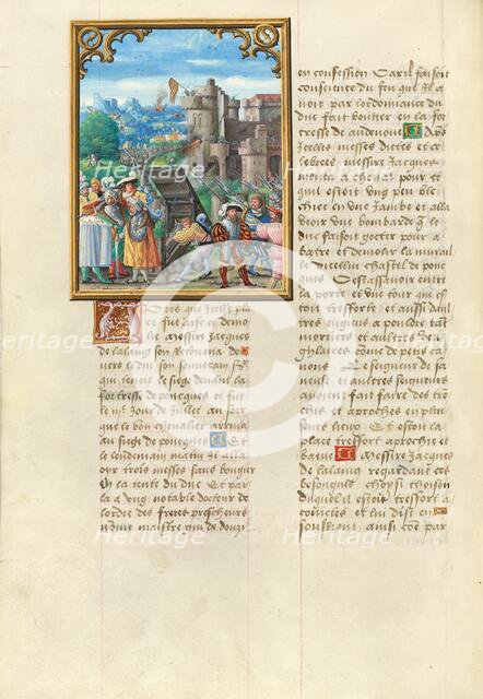 The Death of Jacques de Lalaing at the Siege of Poeke Castle, about 1530. Creator: Master of the Getty Lalaing.