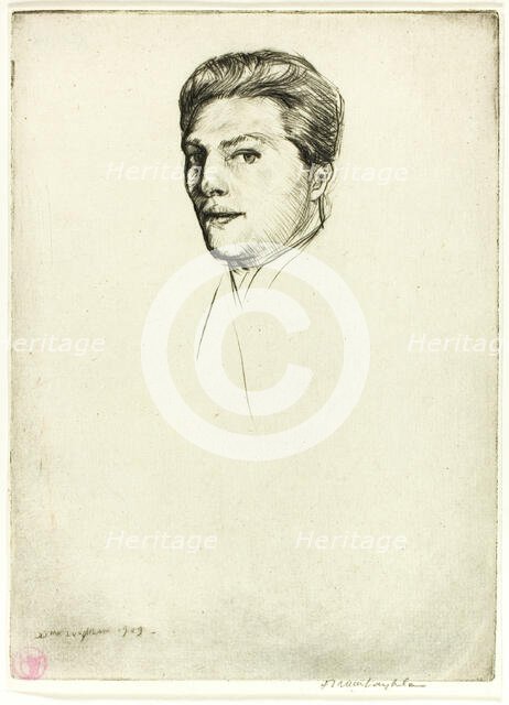 Drypoint Number Five: Portrait, 1909. Creator: Donald Shaw MacLaughlan.