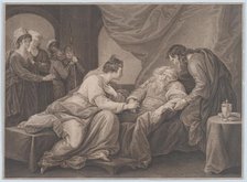 King Lear and Cordelia (Shakespeare, King Lear, Act 4, Scene 7), ca. 1783. Creator: Francesco Bartolozzi.