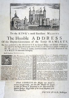 Address to the King of England from the deputy lieutenants of Tower Hamlets, c1760. Artist: Anon