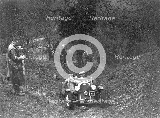 1937 Morgan 4/4 taking part in the Petersfield Trial, 1938. Artist: Bill Brunell.