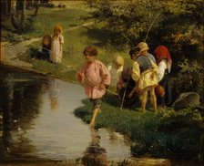 Children Fishing, 1882. Artist: Pryanishnikov, Illarion Mikhailovich (1840-1894)