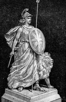 Figure of Britannia on the Armada Monument, 1890. Creator: Unknown.