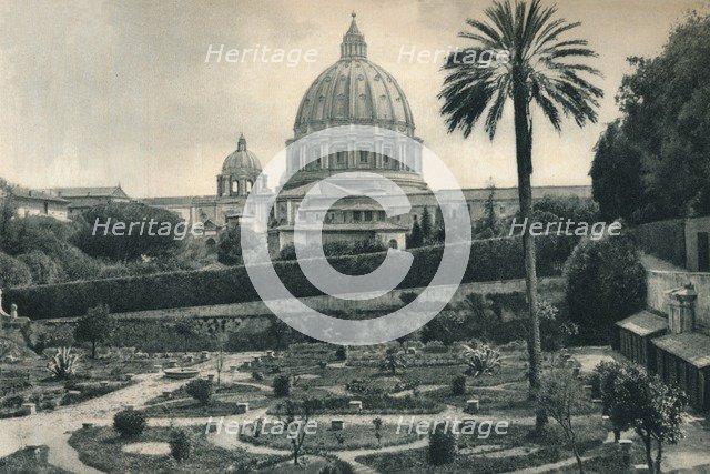 Gardens of the Vatican and dome of St Peter's Basilica, Rome, Italy, 1927. Artist: Eugen Poppel.