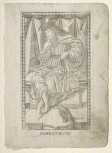 The Emperor (from the Tarocchi, series E: Conditions of Man, #9), before 1467. Creator: Master of the E-Series Tarocchi (Italian, 15th century).