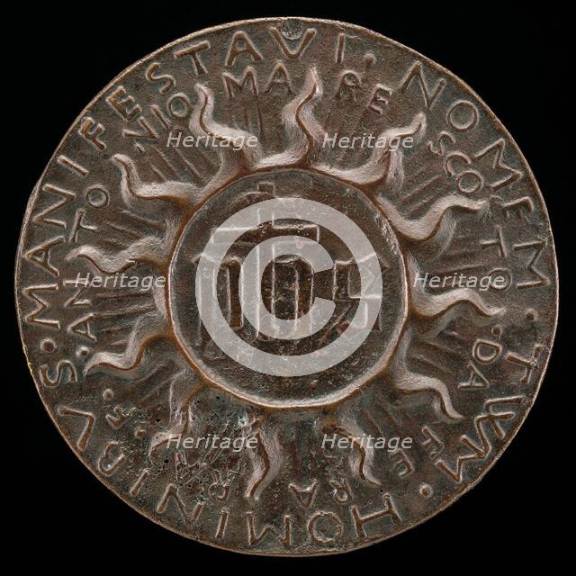 The Trigram IHS in a Flaming Halo [reverse], c. 1444/1462. Creator: Antonio Marescotti.