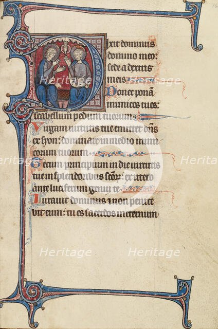 Initial D: The Trinity; Bute Psalter, text and illumination about 1285. Creator: Bute Master.