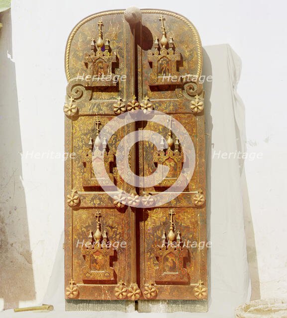 Holy Gates from 1652, Museum inventory number 1591, Rostov museum, Rostov Velikii, 1911. Creator: Sergey Mikhaylovich Prokudin-Gorsky.
