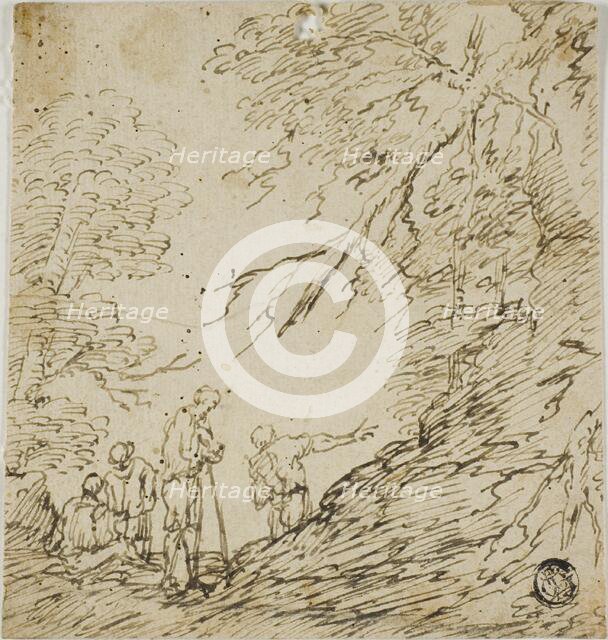 Four Men in Forest, n.d. Creator: Unknown.