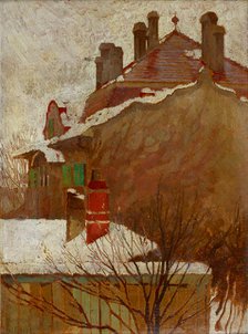Houses in winter (View from the studio), 1907-1908. Creator: Schiele, Egon (1890-1918).