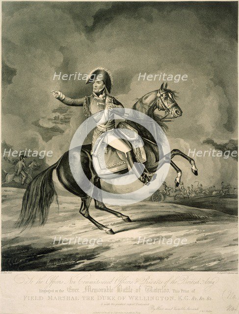 Duke of Wellington at the Battle of Waterloo, 1815. Artist: Unknown.