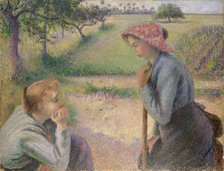 Two Young Peasant Women, 1891-92. Creator: Camille Pissarro.