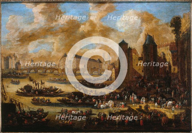 Pont-Neuf, the Cite, the tower and the Porte de Nesle, around 1650, c1650. Creator: Pieter Casteels.