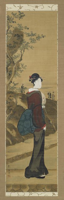 Beauty at the Mimeguri Shrine, Edo period, Bunka era c. 1804/18. Creator: Utagawa Toyohiro.