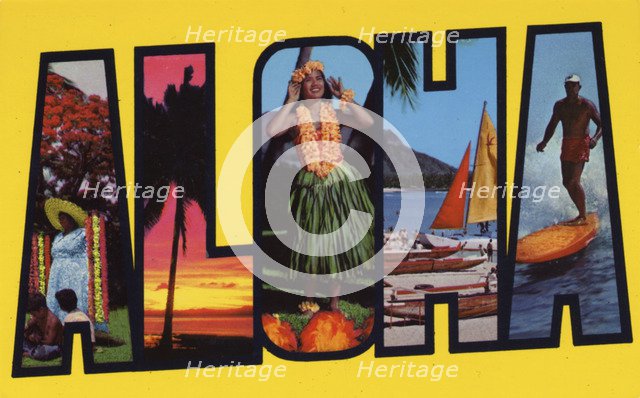 'Aloha', postcard, 1962. Artist: Unknown