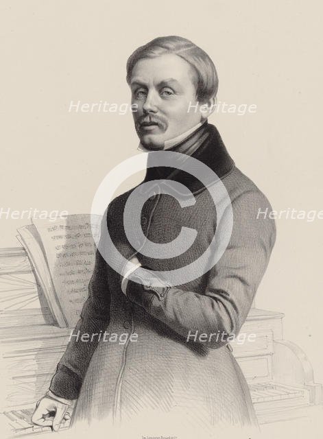 Portrait of the organist and composer Hippolyte Monpou (1804-1841) , 1841. Creator: Alophe, Marie-Alexandre Menut (1812-1883).
