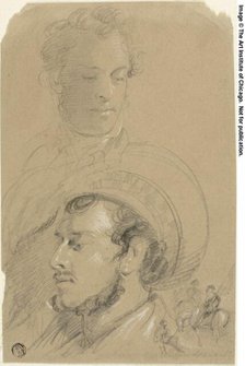 Portrait Sketches of Edwin Henry Landseer and Frederick Leighton, with Horsemen, n.d. Creator: Edwin Henry Landseer.