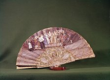 Fan with the historical scene of the baptism of Alfonso XIII (1886-1941) King of Spain, on a draw…