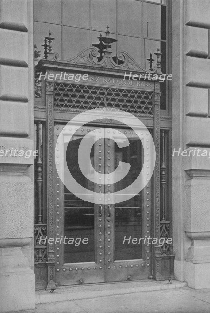 Detail of side entrance door, Phoenix National Bank, 1924. Artist: Unknown.