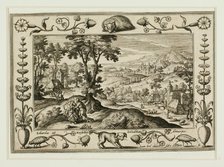 Judah and Tamar, from Landscapes with Old and New Testament Scenes and Hunting Scenes, 1584. Creator: Adriaen Collaert.