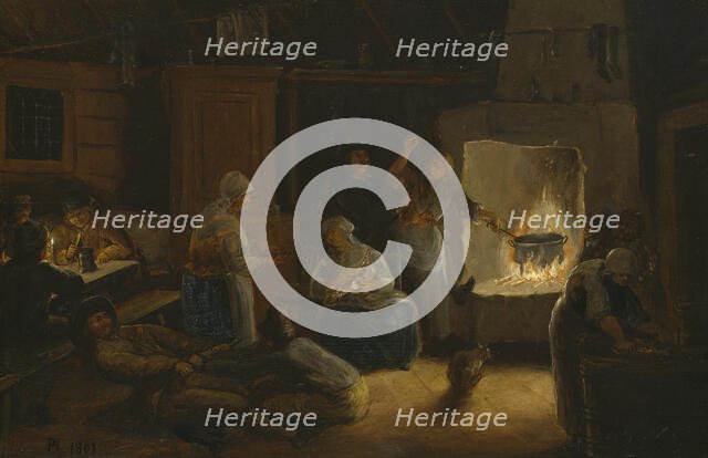Inside a Peasant's Cottage in Småland, 1801. Creator: Pehr Hörberg.