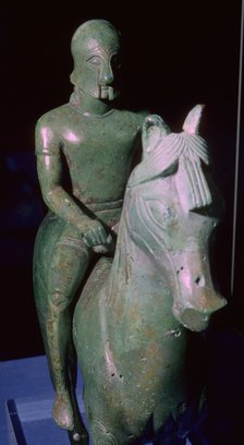 Greek bronze of a horseman. Artist: Unknown