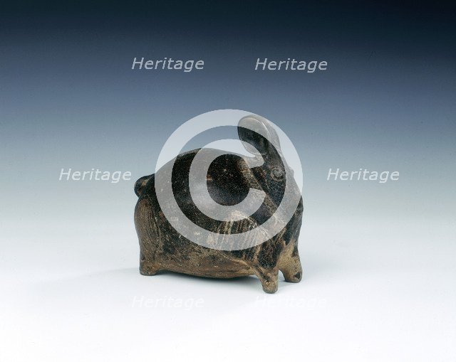 Brown glazed rabbit-shaped stoneware lime pot, Cambodia, 12th-14th century. Artist: Unknown