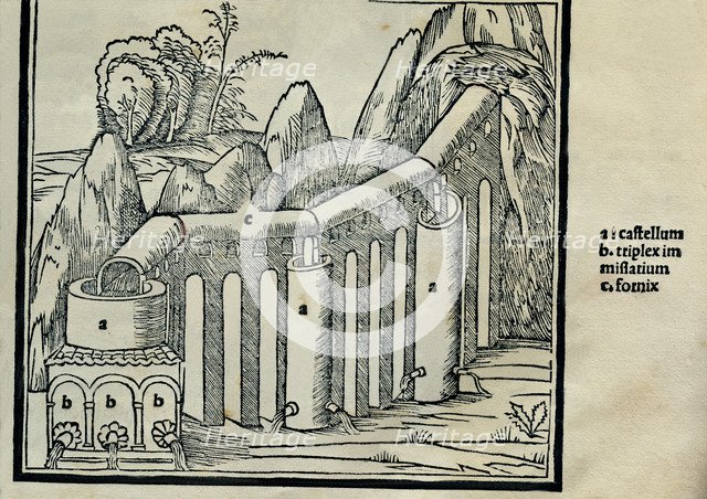 Of Architecture by Marco Vitruvius Pollio, treaty in 10 books, engraving from a water pipe, editi…