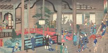 The Interior of the Gankiro Tea House in Yokohama, 1861 (April). Creator: Suzuki Hiroshige.