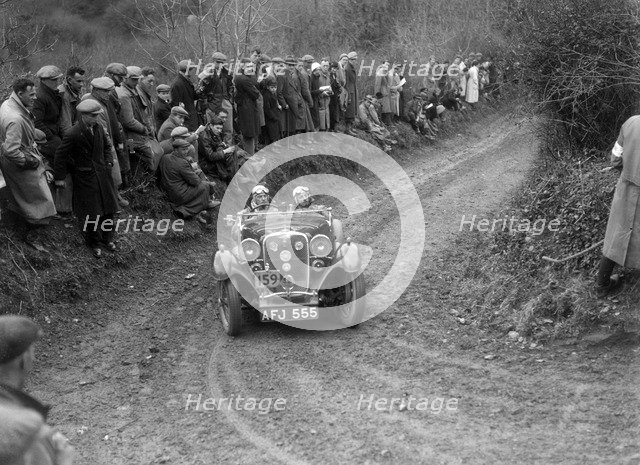 Singer Le Mans of ET Ingham competing in the MCC Lands End Trial, 1935. Artist: Bill Brunell.