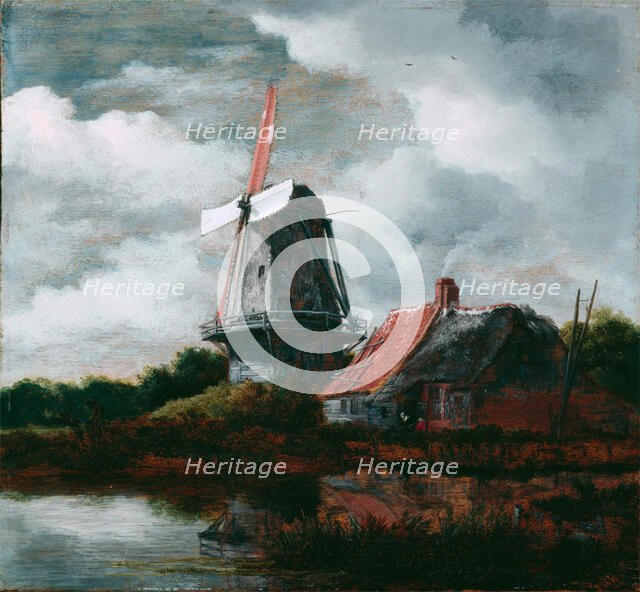 Landscape with a Farm House and Windmill, 17th century or possibly later. Creator: After Jacob Isaaksz van Ruisdael (1628 or 1629-1682).
