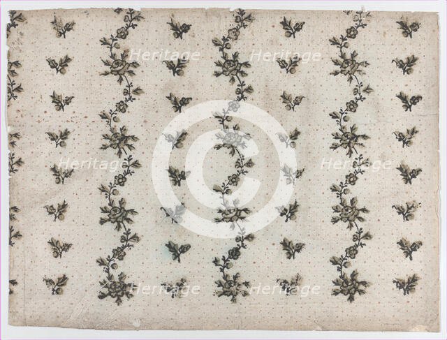 Sheet with overall dot and floral pattern, late 18th-mid-19th century., late 18th-mid-19th century. Creator: Anon.