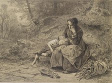 Old Woman and Boy Resting, c1860. Creator: Benjamin Vautier.