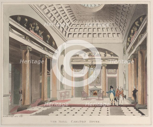 The Hall Carlton House (Microcosm of London, plate 15), April 1, 1808., April 1, 1808. Creator: J. Bluck.
