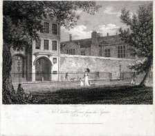 View of Charterhouse from the square with figures, Finsbury, London, 1804. Artist: John Greig