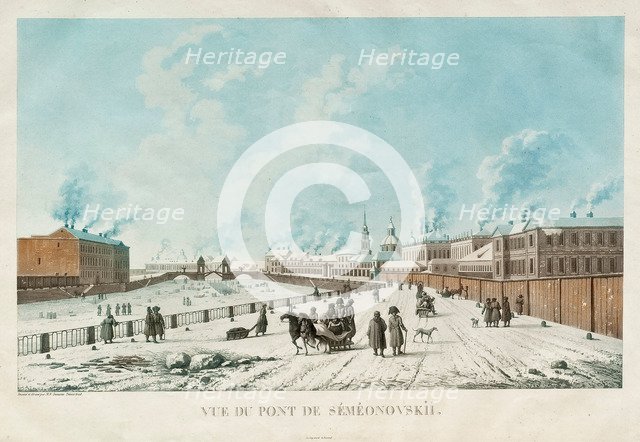 The Semyonovsky Bridge in Saint Petersburg, 1813. Artist: Damam-Demartrait, Michel François (1763-1827)