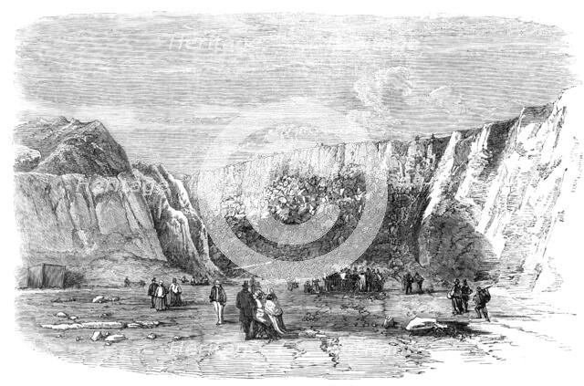 Holyhead Harbour Works...the Face of the Mountain after the Grand Blasting Operations..., 1857.  Creator: Unknown.