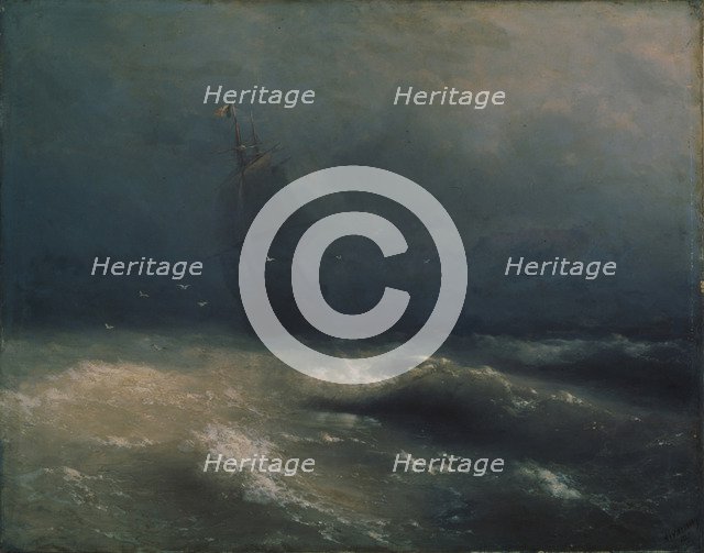 Storm at the seashore by Nice, 1885. Artist: Aivazovsky, Ivan Konstantinovich (1817-1900)