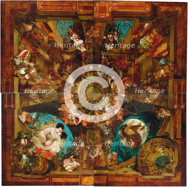 Night and morning, ceiling painting in four parts. Creator: Makart, Hans (1840-1884).