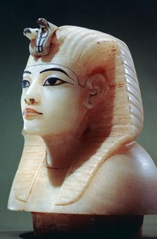 Stopper from one of the canopic urns from the tomb of Tutankhamun, 18th Dynasty. Artist: Unknown