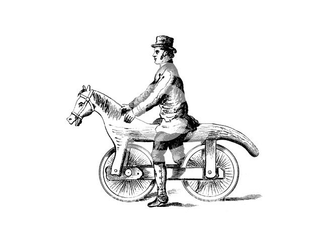 Primitive bicycle, a form of 'dandy horse', c1818. Artist: Unknown