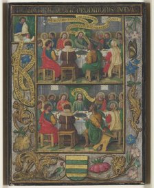 Single Leaf with Scenes from the Last Supper, c.1525-1530. Creator: Simon Bening (Flemish, 1483-1561).