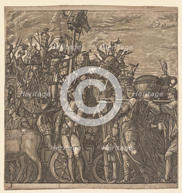 The Triumph of Julius Caesar: Soldiers Marching with Trophies of War, 1593-99. Creator: Andrea Andreani (Italian, about 1558-1610).
