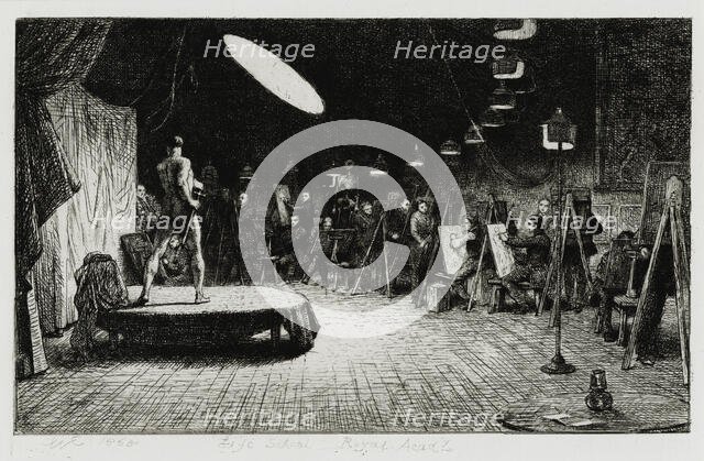 Life School, Royal Academy, 1865. Creator: Charles West Cope.