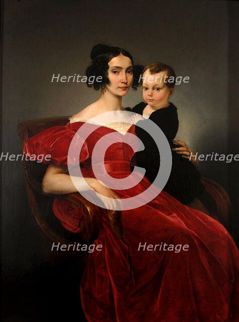 Portrait of Countess Teresa Zumali Marsili with her son Giuseppe, 1831-1833. Creator: Hayez, Francesco (1791-1882).