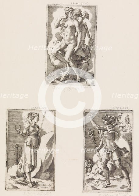 Mercurius, from Planets, plate 6, 1530-70. Creator: Giulio Bonasone.